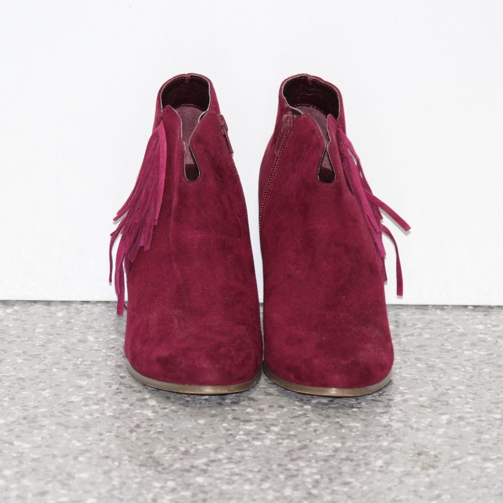 MIA Red/Maroon Suede Tassel Zip-Up Booties